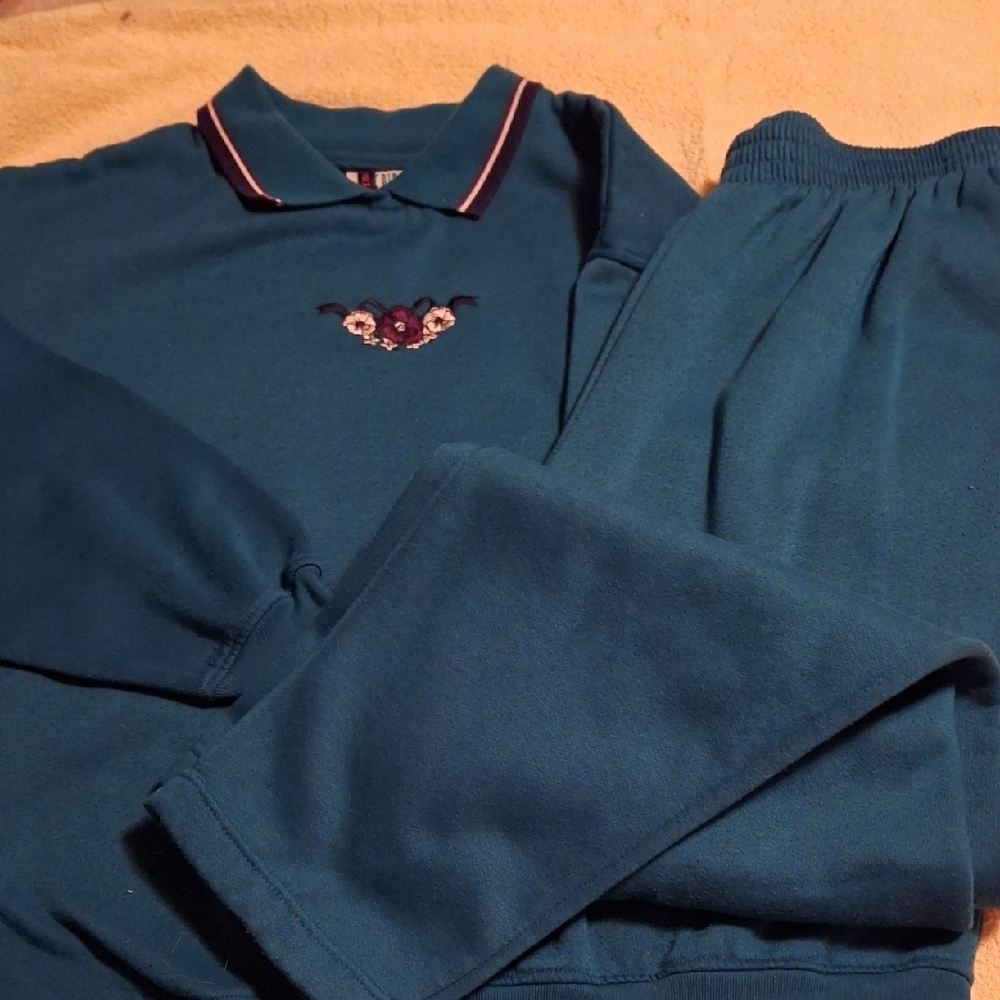 Teal Long Sleeve Sweatshirt & Pull-on Pants Set